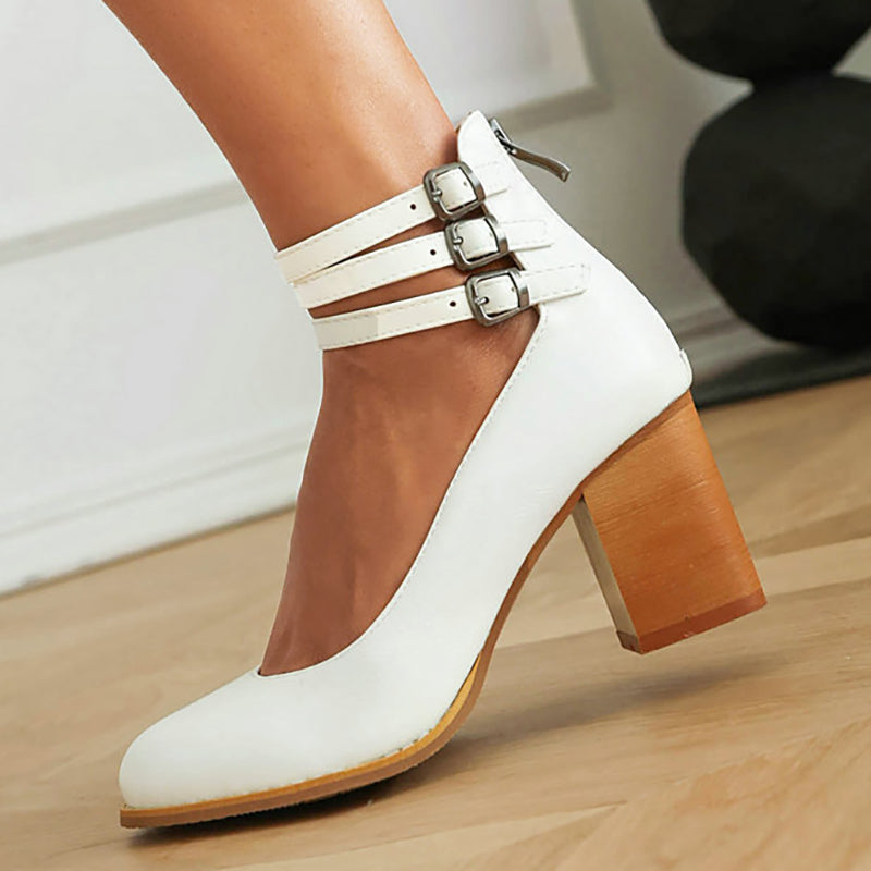 Elisa™ | Sandales lisses à talon épais