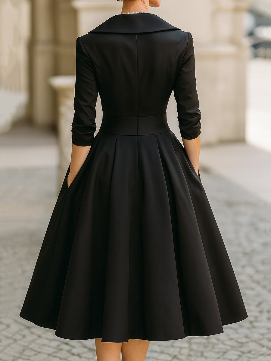 Noirelle | Robe Midi Élégante Intemporelle