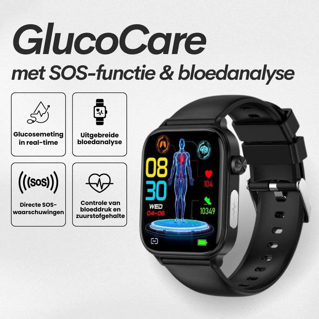 GlucoCare SOS - avec fonction SOS incl. détection de chute et mesure de la glycémie certifiée (2025) - Original