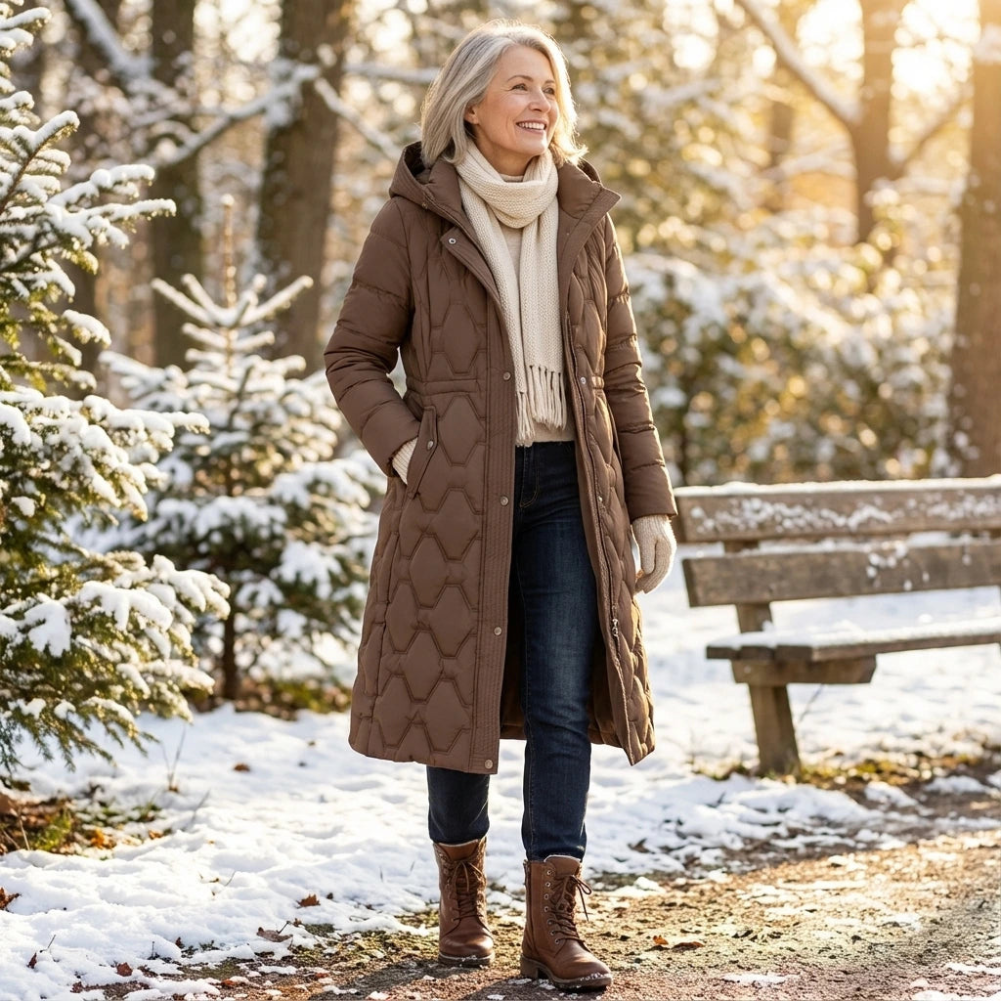 Lumière | Manteau Long à Capuche en Duvet