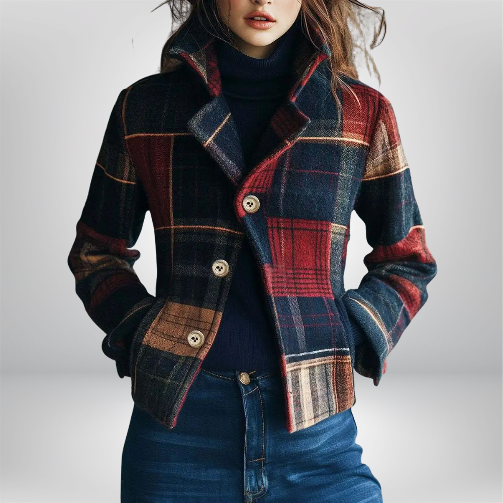 Noelle | Veste en Laine à Carreaux Classique