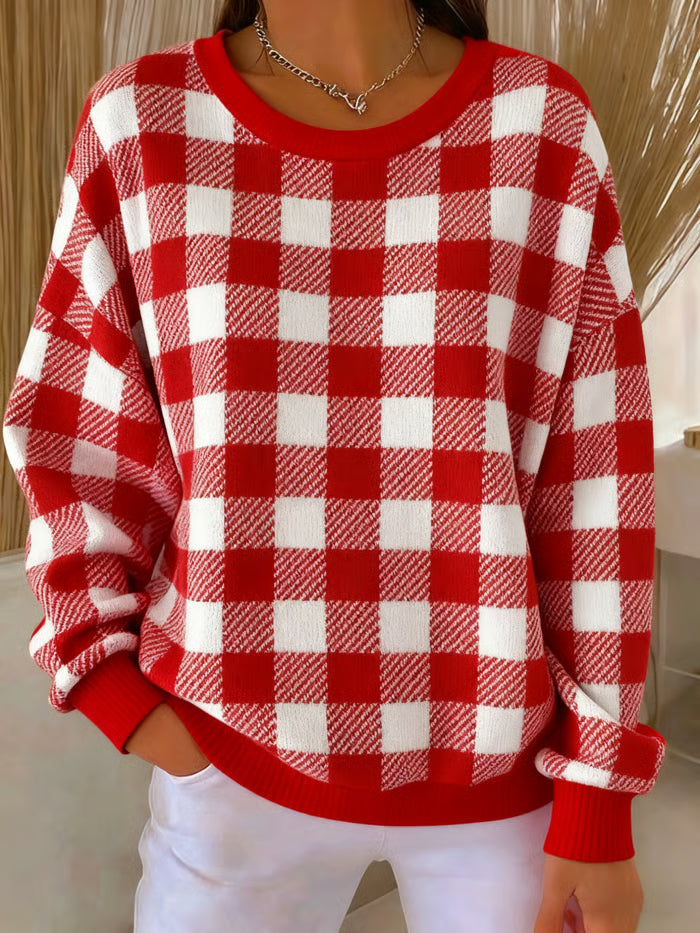 Tess - Pull en tricot avec motif à carreaux