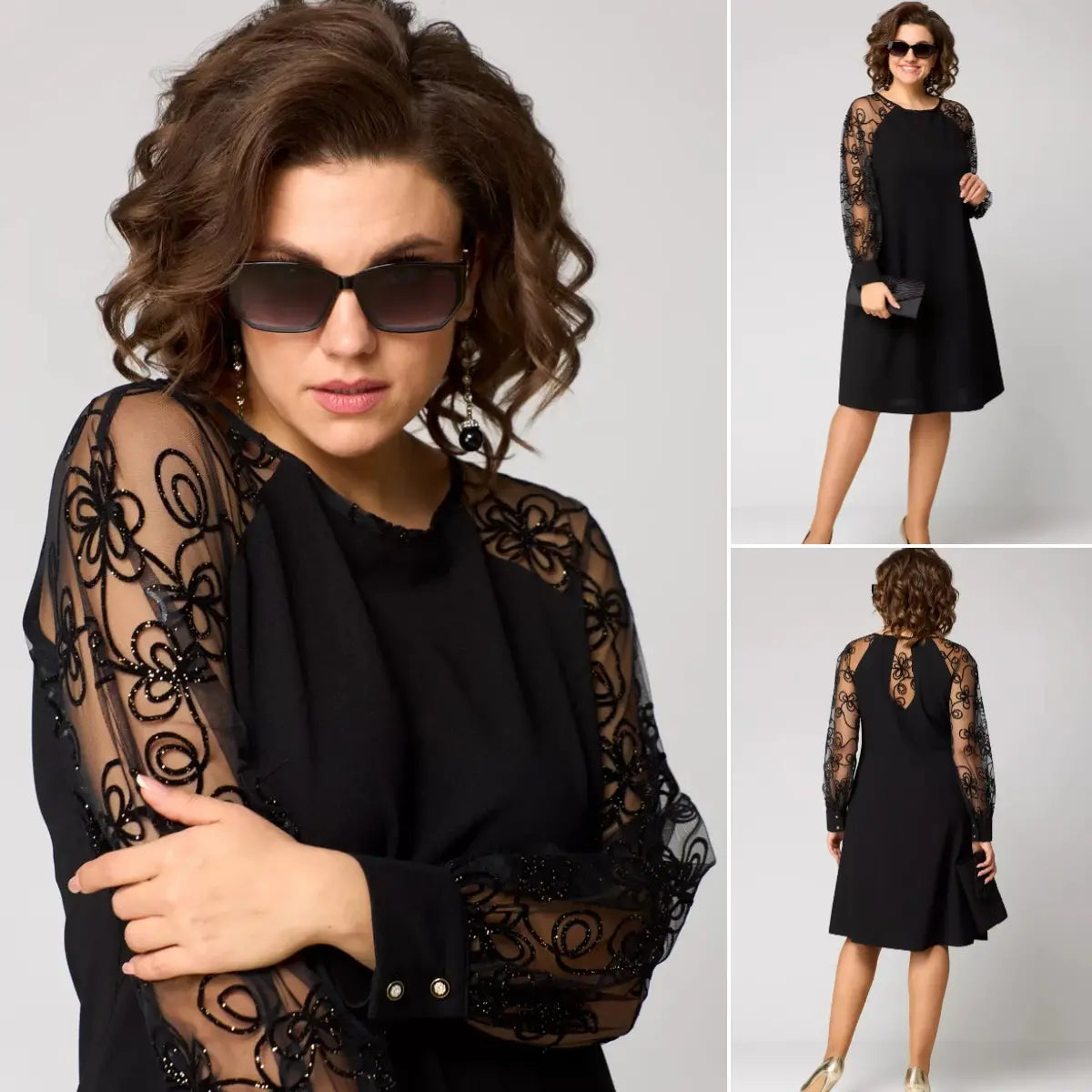 Karen | Robe Classique avec Manches en Dentelle