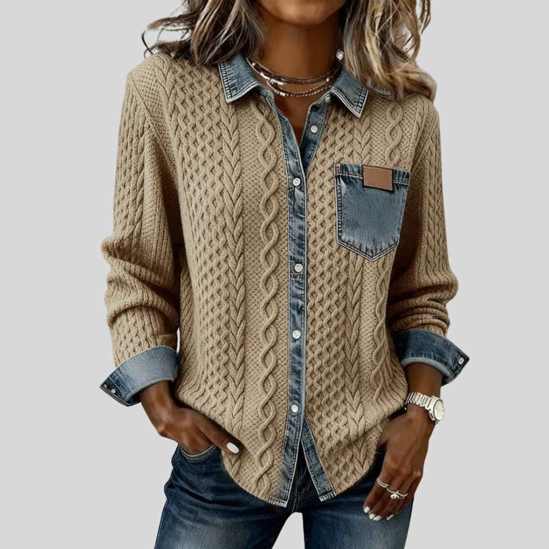 Eléance | Chemise en Patchwork Denim