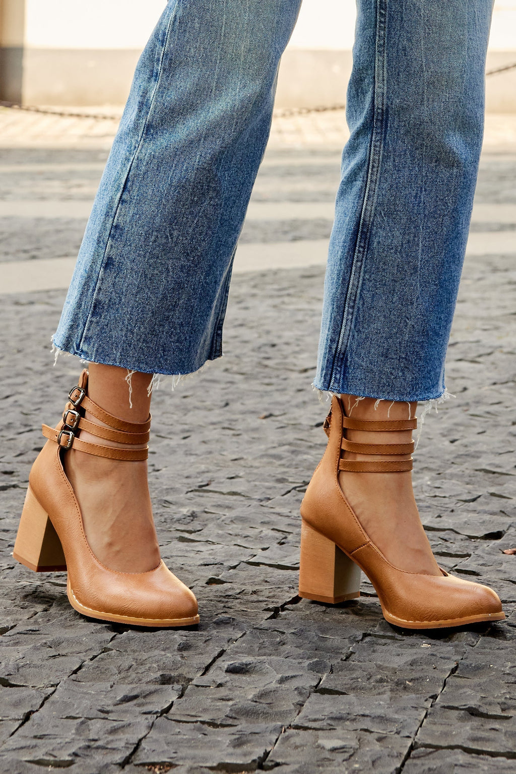 Elisa™ | Sandales lisses à talon épais