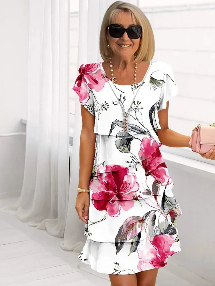 Perenelle - Robe à fleurs superposées