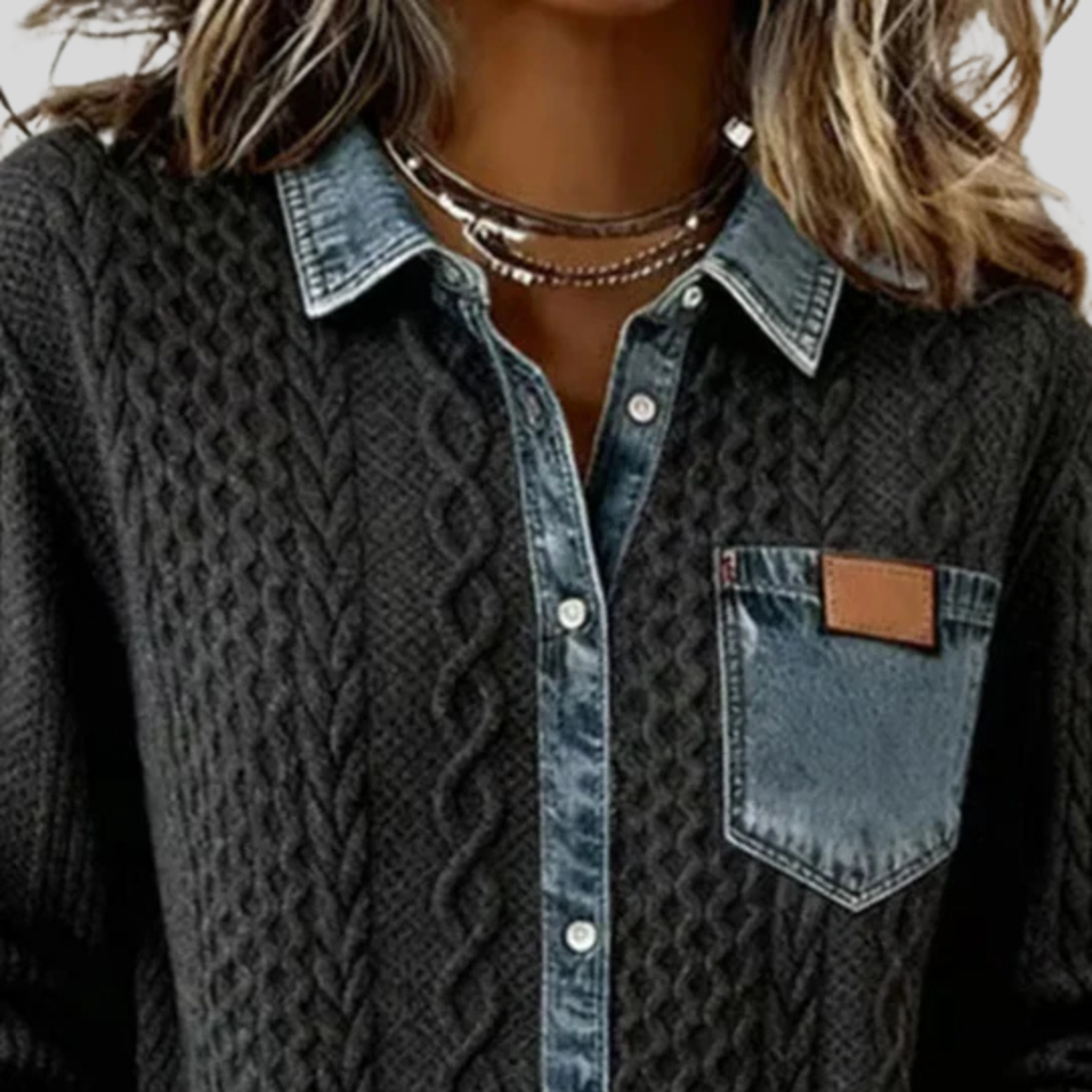 Eléance | Chemise en Patchwork Denim