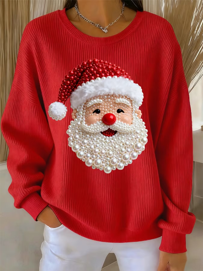 Isa - Pull de Noël avec un père Noël perlés