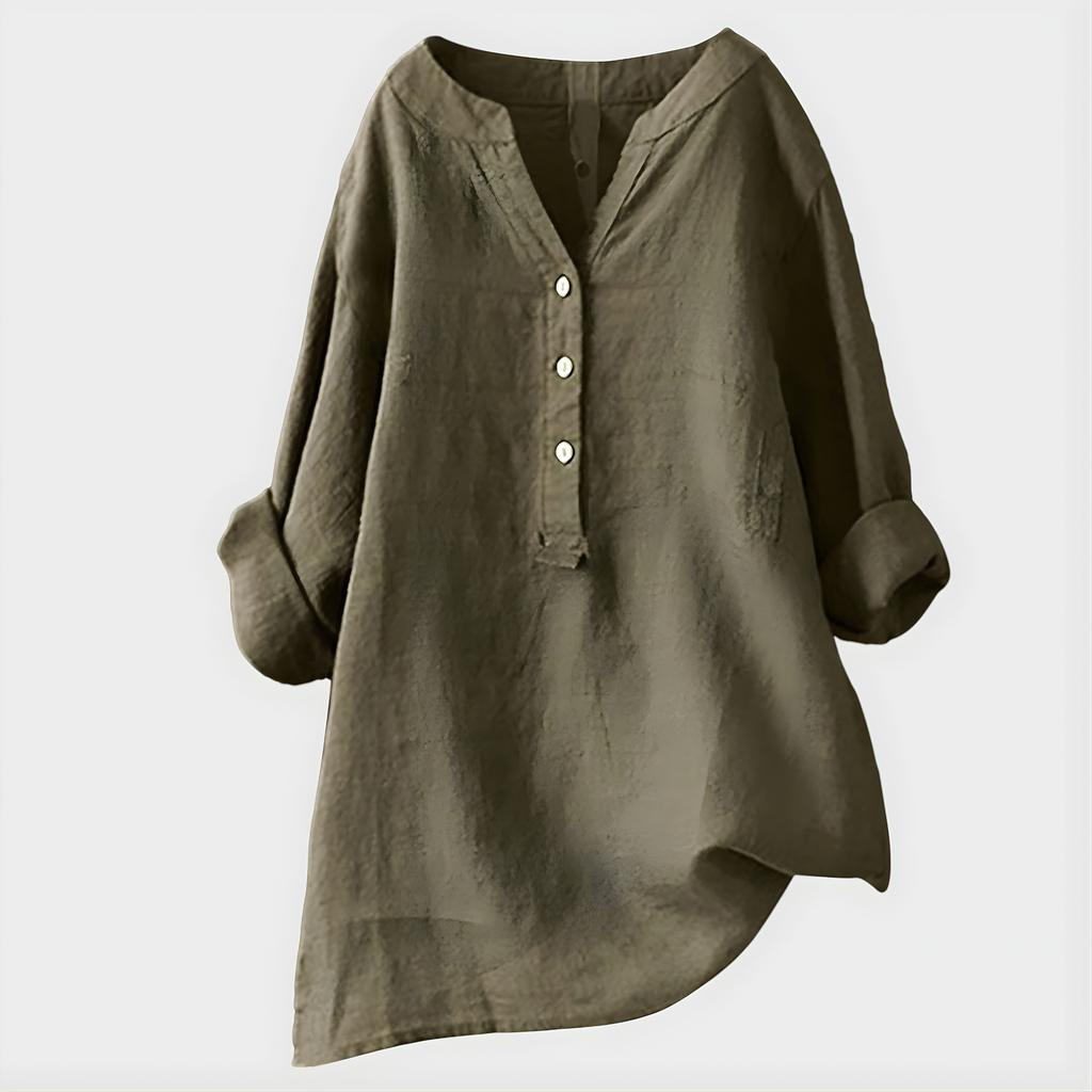 Velianne | Blouse Élegante en Coton-Lin à Col V