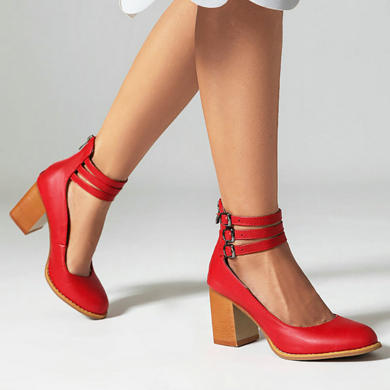 Elisa™ | Sandales lisses à talon épais