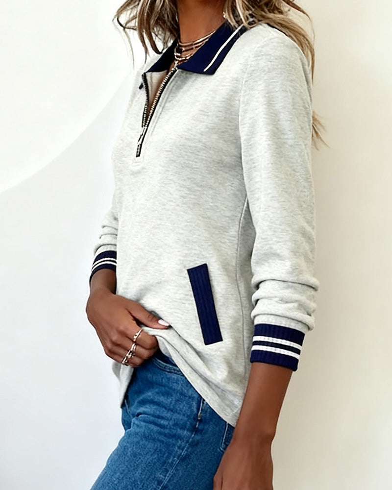 Capucine | Sweatshirt Ample avec Col et Fermeture Éclair