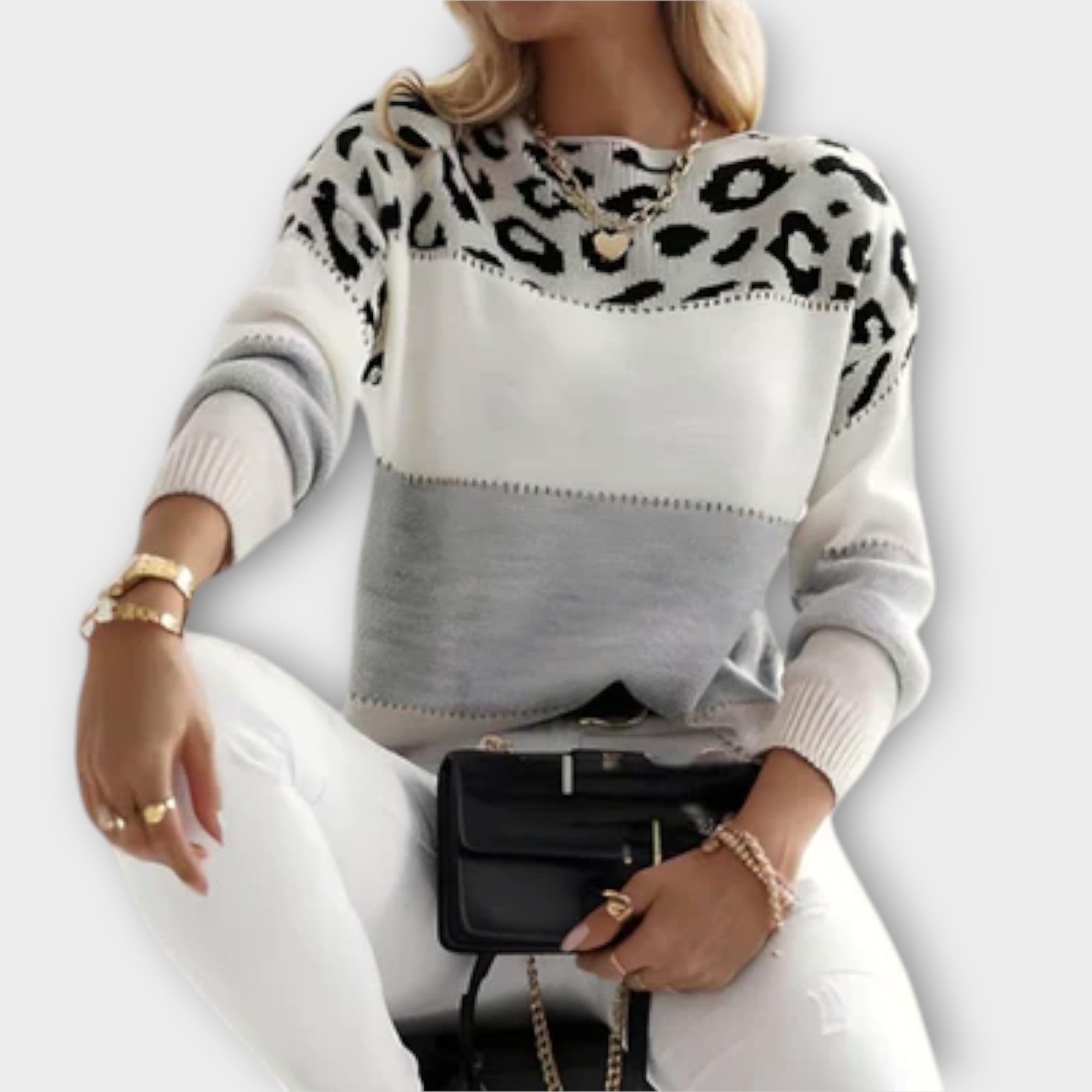 Megan | Pull décontracté à imprimé léopard