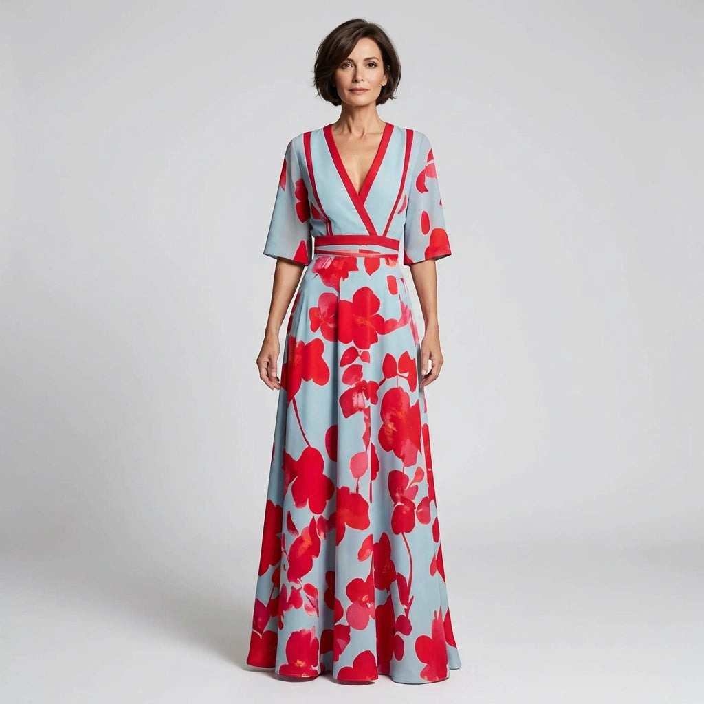 Celestine | Robe Maxi Élégante avec Décolleté Profond
