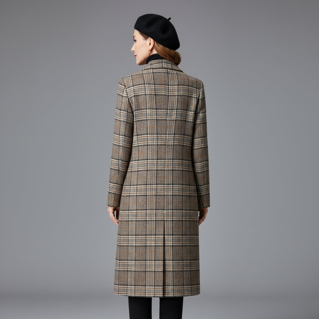 Kathleen | Manteau en Laine à Carreaux Intemporel