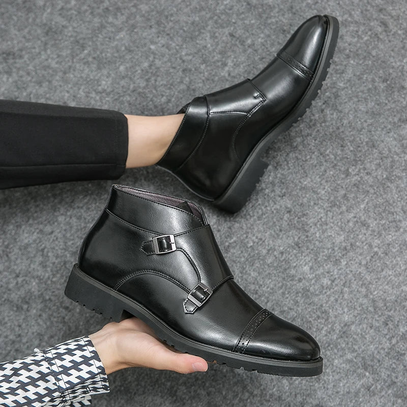 Parker | Bottines en simili cuir avec double boucle monk