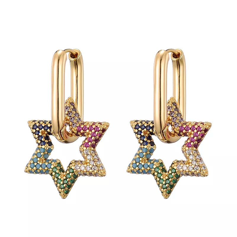 Créoles en cristal étoile