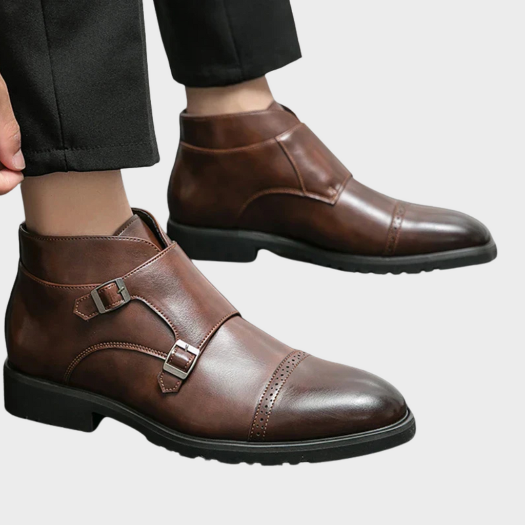 Parker | Bottines en simili cuir avec double boucle monk