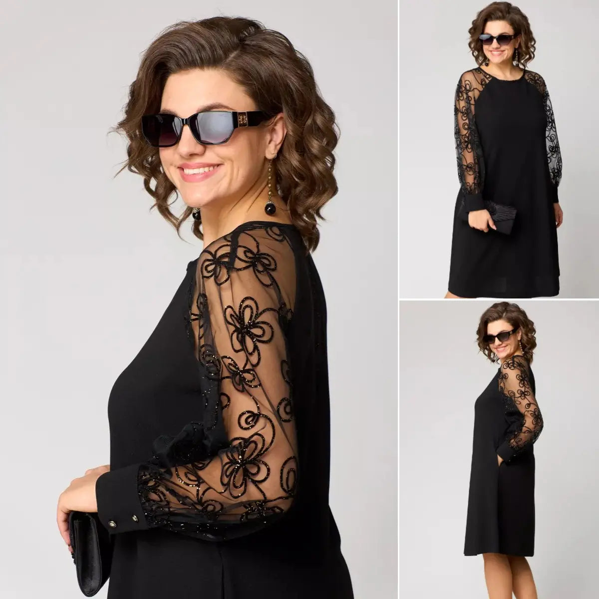 Karen | Robe Classique avec Manches en Dentelle
