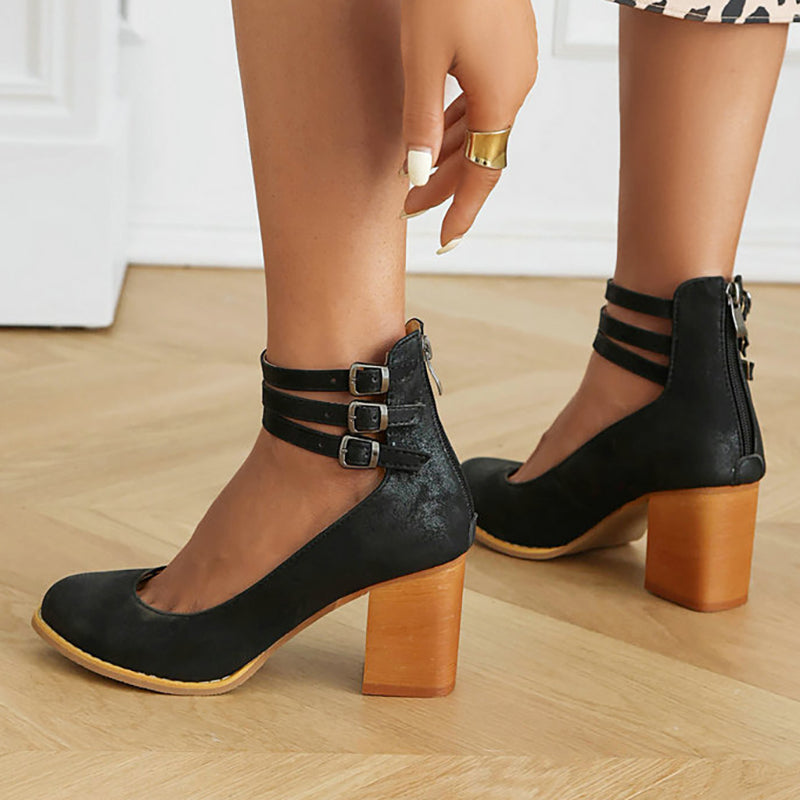 Elisa™ | Sandales lisses à talon épais