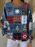 Nora - Pull de Noël avec imprimé patchwork