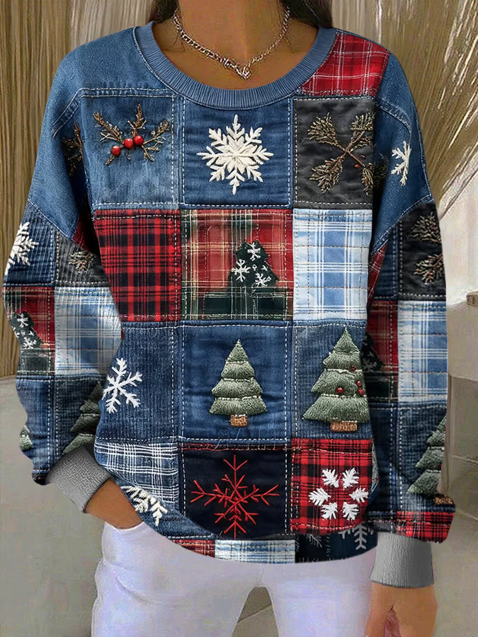 Nora - Pull de Noël avec imprimé patchwork
