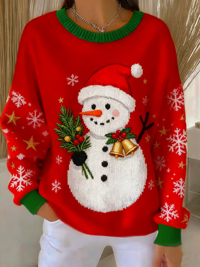 Tess - Pull de Noël avec motif bonhomme de neige