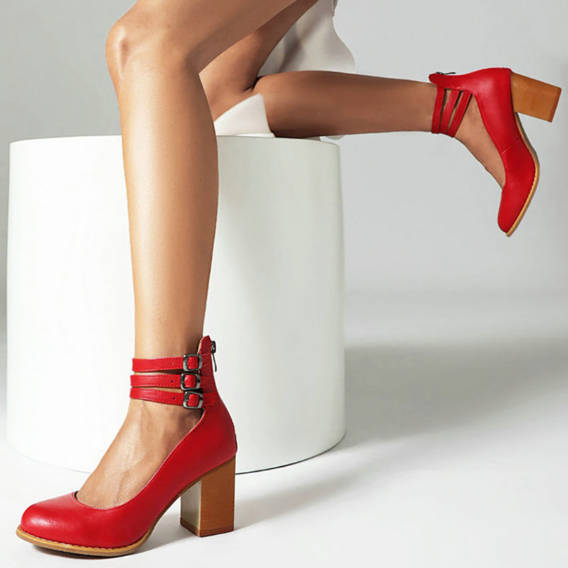 Elisa™ | Sandales lisses à talon épais
