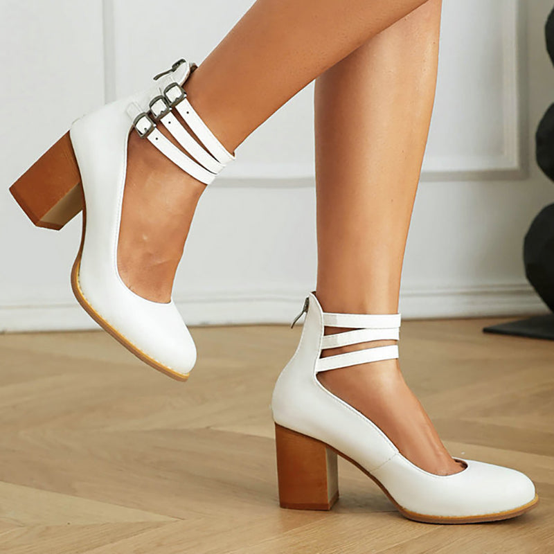 Elisa™ | Sandales lisses à talon épais